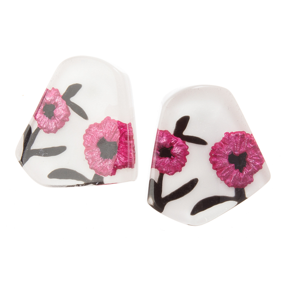 картинка Серьги Baila (фуксия, белый, черный, 2,2х2 см) Голландия ZSISKA ювелирный  магазин Калина являющийся официальным дистрибьютором в России 