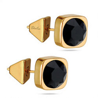 Пусеты Теннис (черные 8 мм, г/п: золото) Uvelina SW00 0010G-280E1