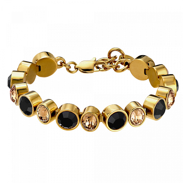 Браслет ELAINE (кристалл медовый, черный, г/п: золото, 17+2 см) Дания DYRBERG/KERN 450164