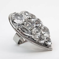 Кольцо Сердце (кристаллы прозрачные, г/п: родий, регулируется) Италия Claudio Canzian 002 01 531