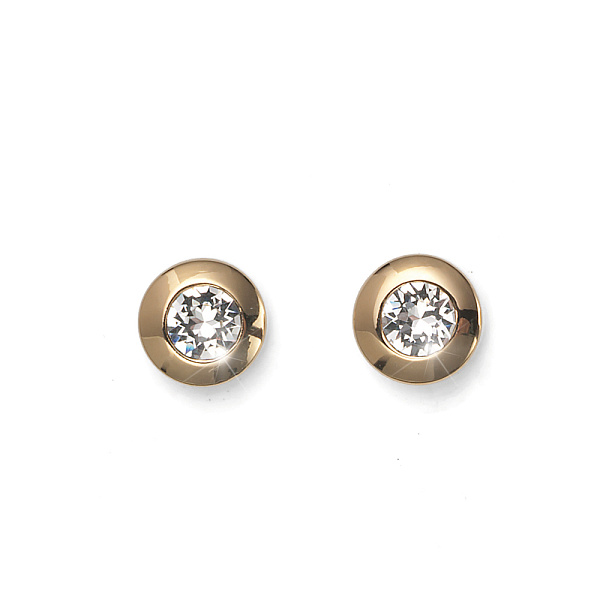 Серьги (кристалл прозрачный, г/п: золото, 0,8х0,8 см) 22066G Австрия Oliwer Weber