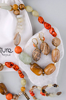 Серьги Tivoli (Говлит, яшма, 4,5х1,5 см) 12-90227 Франция Nature Bijjoux