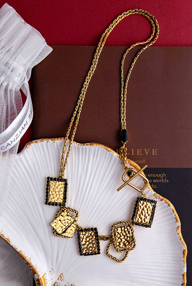 картинка Колье (кристалл черный, 2.5х44 см) Италия Claudio Canzian 002 05 203 ювелирный  магазин Калина являющийся официальным дистрибьютором в России 