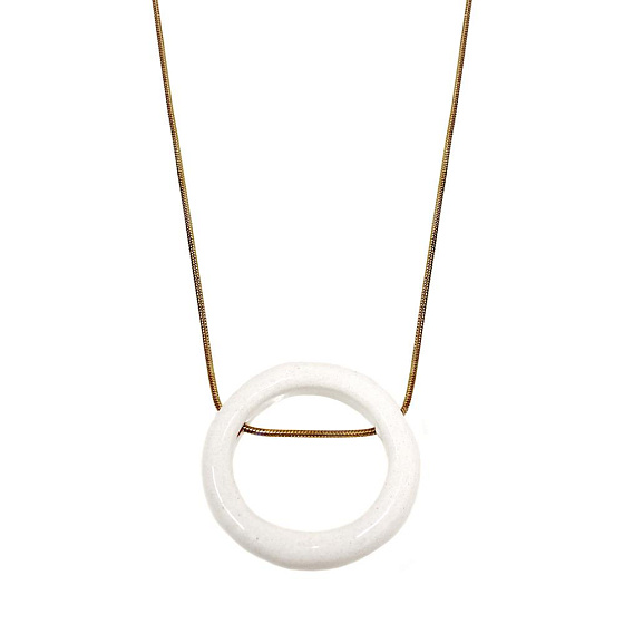 картинка Колье (керамика,белый г/п: золото,длина 70 см,D-4.3 см) Испания  01905024 ювелирный  магазин Калина являющийся официальным дистрибьютором в России 