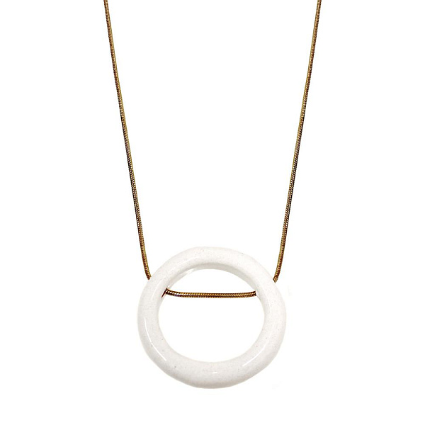 Колье (керамика,белый г/п: золото,длина 70 см,D-4.3 см) Испания  01905024