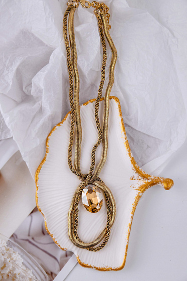 картинка Колье Жгуты (кристалл медовый, 7,5х3,5 см, 48 см) Италия Claudio Canzian  002 05 061 ювелирный  магазин Калина являющийся официальным дистрибьютором в России 