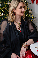 Браслет Хромосомы (кристаллы красные, графит, лунные, 16+6см) Италия Claudio Canzian  002 04 072