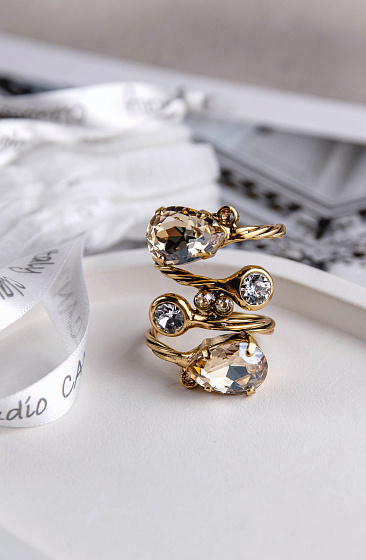 картинка Кольцо (кристалл медовый, прозрачный) Италия Claudio Canzian 002 01 212 ювелирный  магазин Калина являющийся официальным дистрибьютором в России 