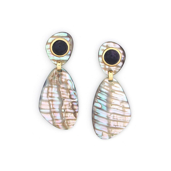 картинка Серьги Giverny (галиотис, аметист, г/п: золото) Франция Nature Bijjoux NB24 2-12-79700  ювелирный  магазин Калина являющийся официальным дистрибьютором в России 