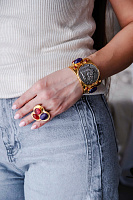 Кольцо (сердолик, аметист, г/п: золото, 4х3.7 см, регулируется) Франция Philippe Ferrandis LOUVRE