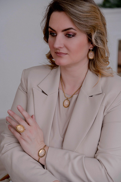 Браслет (розовый кварц, 3,1х2,4 см, дл. регулир.) Италия Claudio Canzian 002 04 501