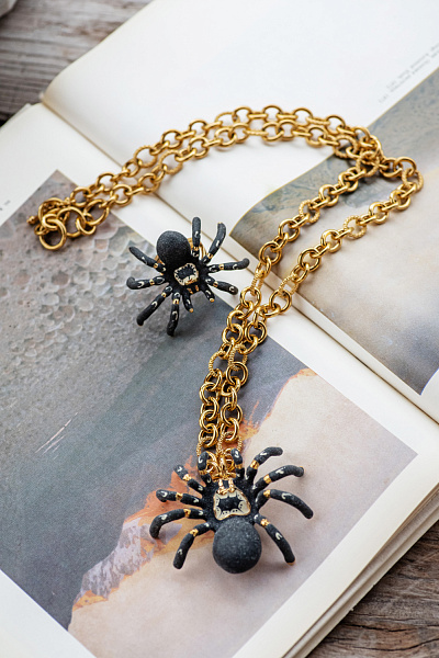 Колье Паук (эмаль, г/п: золото, 45 см) 6600 Испания SI00 0033-01f7