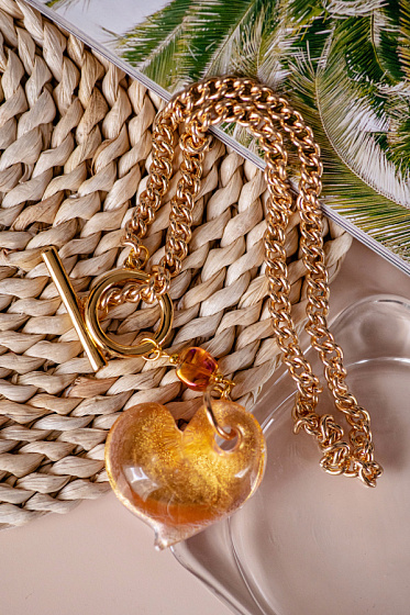 картинка Колье Cuore Congelato золотистое ENZO BENZO Италия ювелирный  магазин Калина являющийся официальным дистрибьютором в России 