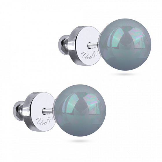 картинка Пусеты Акварель (Майорка голубая, 8мм, г/п: родий) MG00 0001R-03E Uvelina ювелирный  магазин Калина являющийся официальным дистрибьютором в России 