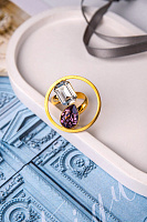 Кольцо Sameera (кристалл лиловый, прозрачный, г/п: золото, d 3 см, регулир.) K.Vassou KV25.2-308363G