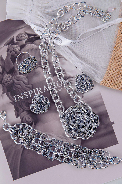 Браслет Цепи (Кристалл графит, регулируется до 22 см, 2,6 см) Италия Claudio Canzian 002 04 507