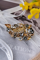 Брошь (кристалл медовый, графит, 6х3.3 см, 18 гр) Италия Claudio Canzian 002 11 145