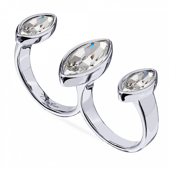 картинка Кольцо Эйва (кристаллы белые, г/п: родий, р.17-18 регулируется) Uvelina SW00 0085R-001R-7 ювелирный  магазин Калина являющийся официальным дистрибьютором в России 