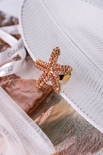 Кольцо (кристалл розовый,персиковый 3,7х3,4 см) Италия Claudio Canzian 002 01 559