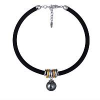 Колье  (Майорка 18мм, темно-серая, г/п: золото, родий)  Испания MK10 0036-6c2