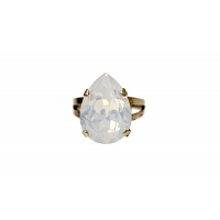 Кольцо Капля мал. (кристалл белый опал,1,8х1,4 см, высота 0,8 см ) Италия Claudio Canzian 002 01 185