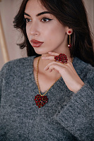 Кольцо Сердце (кристалл красный, г/п: золото, 4,2х4,8 см) Италия  Claudio Canzian 002 01 463