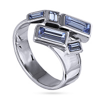 Кольцо Богемия (кристаллы светлый сапфир, г/п: родий, р.19) Uvelina SW00 0045R-211R-9