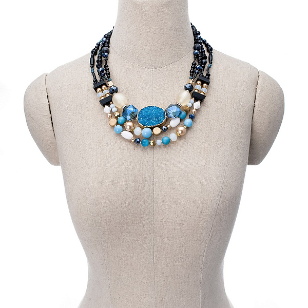 Колье (Агат, палисандр. дерево, майорка, хрусталь, кош.глаз, ) 10111491 Россия