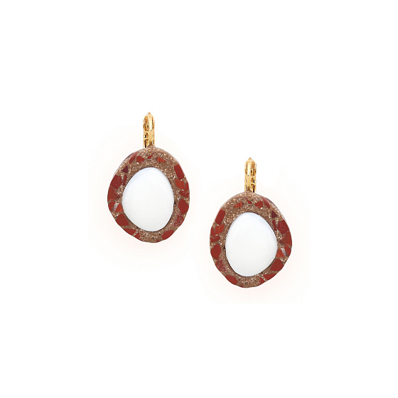 картинка Серьги Milano (яшма,песок,раковина,3 см, г/п: золото) 12-90188 Франция Nature Bijjoux ювелирный  магазин Калина являющийся официальным дистрибьютором в России 