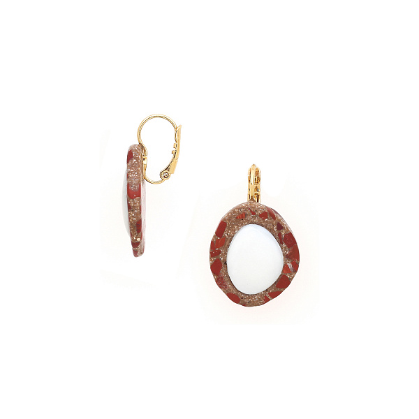 Серьги Milano (яшма,песок,раковина,3 см, г/п: золото) 12-90188 Франция Nature Bijjoux