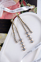 Серьги (кристаллы белый опал, г/п: золото, 8,8х1 см, 10 гр) Италия Claudio Canzian 002 02 361