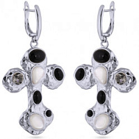 Серьги (австрийские кристаллы, перламутр, г/п: родий) KG00 0040R-014E