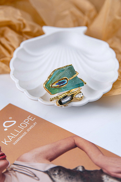 Кольцо (кристаллы, г/п: золото, регулируется от 17р.) Греция Kalliope 022 01 030