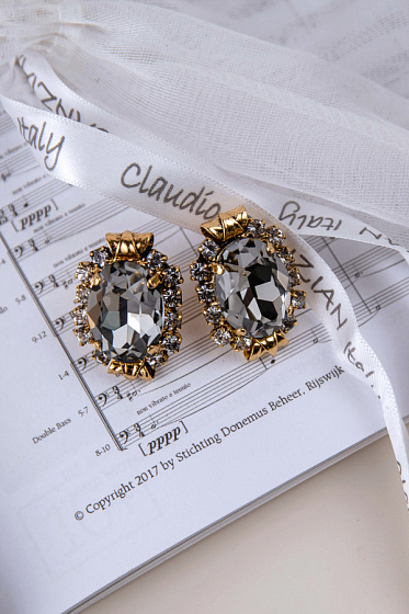 картинка Серьги (кристалл графит 2,6х1,8 см, 11 гр.) Италия Claudio Canzian  002 02 808 ювелирный  магазин Калина являющийся официальным дистрибьютором в России 