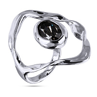 Кольцо Грация (кристаллы темно-серые, г/п: родий, р.17) SW00 0065R-014R Uvelina