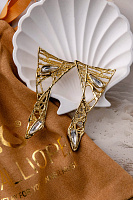 Серьги (кристаллы прозрачные, г/п: золото, 8х3,7 см, 28 гр.) Греция Kalliope 022 02 083