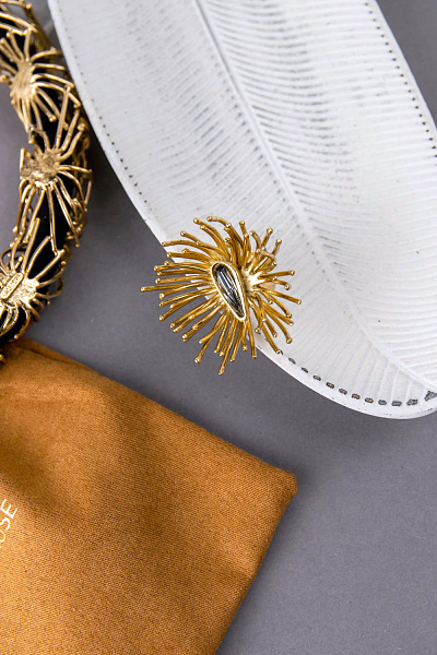 Кольцо (кристалл графит, г/п: золото, регулируется, 4,5х4 см) Греция Kalliope 022 01 006