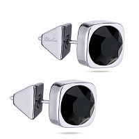 Пусеты Теннис (кристаллы черные, г/п: родий 8 мм) Uvelina SW00 0010R-280E1