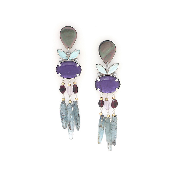 Серьги Gotborg (Кианит, аметист, перламутр, гранат, ракушка) 12-90450 Франция Nature Bijjoux