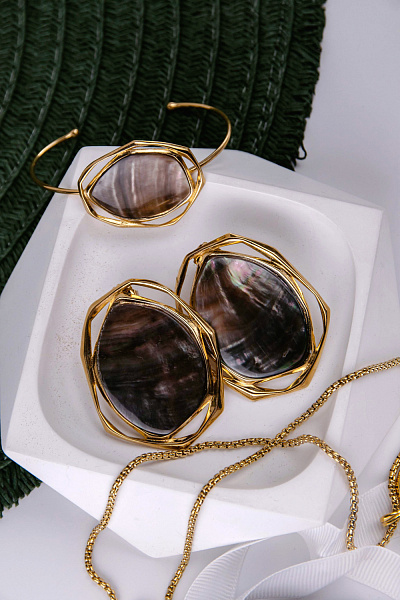 Серьги REFLET (перламутр, 20,65гр, 5 см, г/п: золото) 12-32220 Франция Ori-Tao