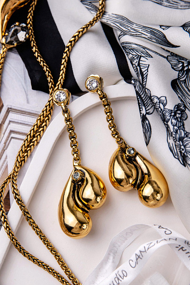 картинка Серьги (кристалл прозрачный, графит, 7.4х2.3 см, 18 гр.) Италия Claudio Canzian 002 02 901 ювелирный  магазин Калина являющийся официальным дистрибьютором в России 