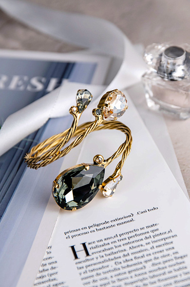 картинка Браслет Хромосомы (кристаллы графит, медовый, регулируется) Италия Claudio Canzian 002 04 225 ювелирный  магазин Калина являющийся официальным дистрибьютором в России 