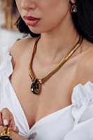 Колье Капли (кристалл графит, г/п: золото, 4,5х3 см, 55 см) Италия  Claudio Canzian 002 05 738