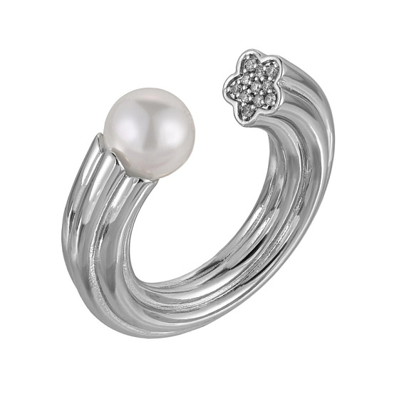 картинка Кольцо (Майорка белая,цирконий. г/п: родий, р.18) Испания Madreperla 020 01 051 ювелирный  магазин Калина являющийся официальным дистрибьютором в России 