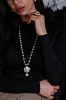 Колье (перламутр, майорка, г/п: золото, 75+8 см, 4.7х3.4 см) Франция Philippe Ferrandis MISS CAMELIA