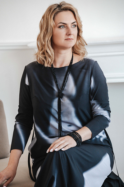 Колье Федерика (Богемское стекло: черный, нат.кожа) Италия Perfetto