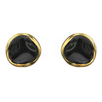 Пусеты  (керамика черные, г/п: золото,1.4х1.4 см) Испания 01902014