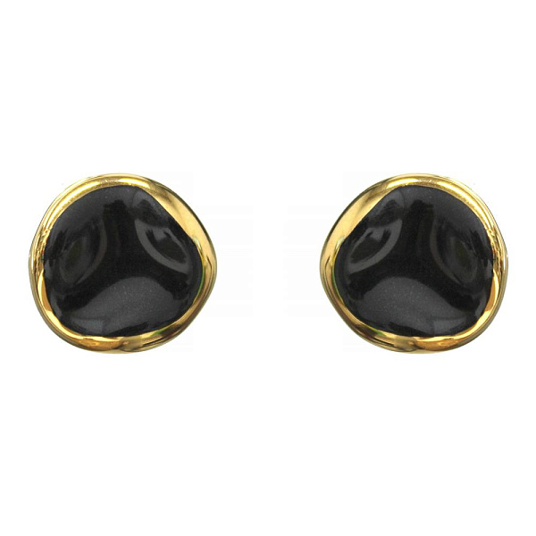 Пусеты  (керамика черные, г/п: золото,1.4х1.4 см) Испания 01902014