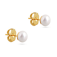 Пусеты (Майорка, белая, 8мм, г/п: золото) MG00 0005G-01E Uvelina