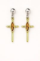 Серьги Ciclon 260607 (кристалл медовый, г/п: серебро, золото, 4х2 см) Испания Cruz